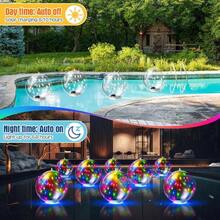 8 Pack Solar Powered Floating Pool Lights 14 Inch RG Inflatable Glow In The Dark Balls Waterproof Swimming Light Up Decorations For Swimming Pools Ach Yard Patio Party Night Decor Outdoor - transparent+ball+with+colorful+lights - View 4