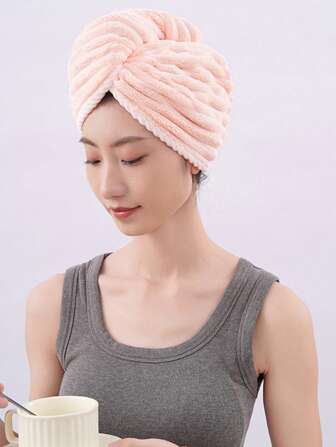 1 pieza Gorro de pelo seco con forma de ola, súper absorbente, suave y cómodo, no daña el cabello y no requiere secado rápido, con alta elasticidad
