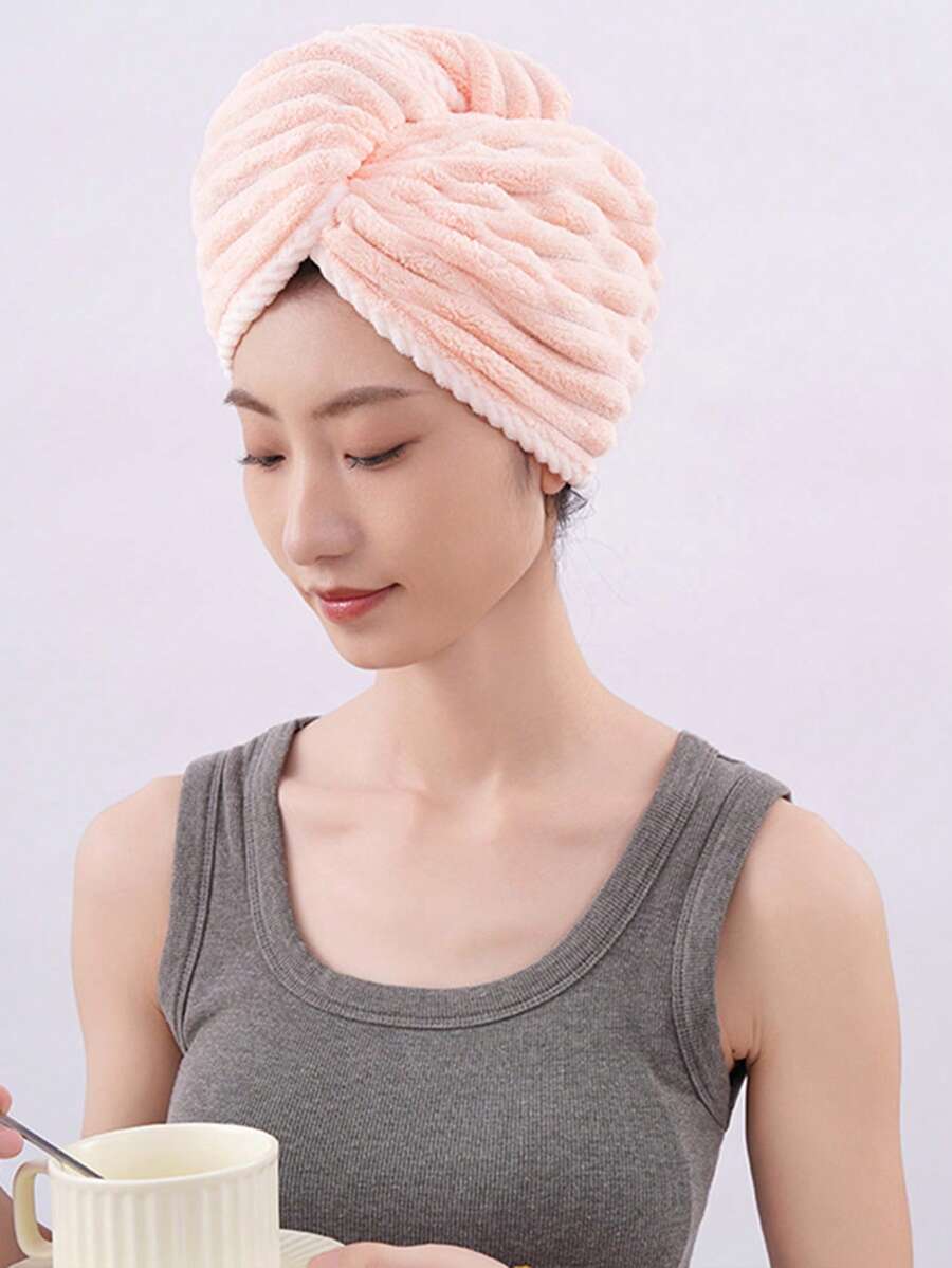 1 件波浪形干发帽，超强吸水，柔软舒适，不伤头发，无需吹干，快速干燥，高弹性头发，返校、旅行度假必备品，女士发饰
