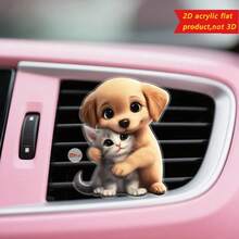 1 件设计可爱猪猪戴着香蕉帽与新鲜香薰扩散器，易于安装和拆卸，非常适合狗爱好者，汽车内饰配件 | 乐观狗设计 | 涤纶香薰扩散器，汽车香薰扩散器