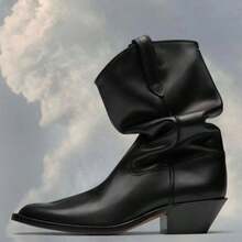 Women Mid-Calf Boots - 黑色(天鵝絨) - 查看 4