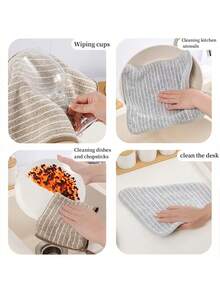 Zazumi 5/8pcs Random Color Stripe Cleaning Cloths, Microfiber Kitchen Rags With Hanging Loop, Reusable Washable Kitchen Cleaning Towels, Grease Removal, Dish Washing, Super Absorbent, Suitable For Kitchen, Cars, Glass Cleaning And Household Cleaning - Multicolor - View 10