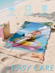 SNOOPY 1pc Snoopy Beach Towel, Snoopy Swim Towel, Bath Towel, Seaside Drifting Pattern Seaside Drifting Pattern Beach Towel, Super Absorbent Bath Towel For Swimming, Yoga, Soft And Comfortable, Lightweight And Portable, Wind And Sun Protection