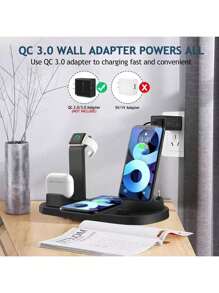 Cargador inalámbrico para teléfono y auriculares, compatible con carga rápida para iPhone 16, 15, 14, 13, 12, S24, , y base de carga compatible con Apple Watch, adecuado para oficina, dormitorio y hogar