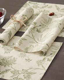 JINCHAN Linen Floral Fall Placemats Set Of 4 Cloth Table Mats Rustic Cottagecore Jacobean Outdoor Seasonal For Kitchen Dining Table Decor Non-Slip Washable Tablemats 13x19 Inch Green - Bunga | Hijau Sage - View 7
