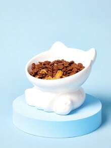 PETSIN 1只可愛陶瓷貓碗貓耳造型小型犬食品水碗寵物提高飲食器幼犬貓咪餵食用品 - 彩色 - 查看 8