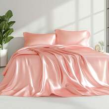 Full Size Satin Sheet Sets - 4 Piece Coral Silky Satin Sheet Set Full With Deep Pocket, Luxury Silk Feel Satin Bed Sheets Full Bedding Set (1 Flat Sheet,1 Fitted Sheet,2 Pillow Cases) - 綠色 - 查看 10