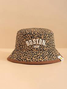 1 pieza Sombrero de pescador con visera para niños con estampado de leopardo, gorra de béisbol versátil para uso diario, adecuada como regalo para niños