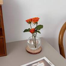 1 pieza de Jarrón de cristal de flor transparente - Jarrones vintage hechos a mano para una sola rosa, centro de mesa para bodas, decoración para despedida de soltera, decoración minimalista del hogar, decoración de mesa (Decoración estética de sobremesa en miniatura)