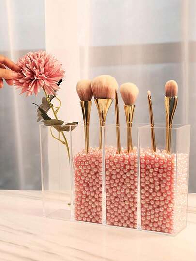 1个4格加厚亚克力多功能桌面收纳盒，适用于化妆品、珠宝、文具、学生及办公用品 - 创意抽屉或桌面收纳盒，理想的化妆品托盘和珠宝托盘，完美的桌面收纳方案，透明展示，节省空间，经久耐用，轻巧便携，现代家居办公装饰，多功能收纳方案，适用于梳妆台、客厅、卧室、大学宿舍、个人办公桌，方便取用，整洁有序，易于整理，采用优质透明亚克力材质，坚固而优雅，简约美学，打造时尚工作空间，巧妙收纳配件和小物件，高效利用角落和桌面空间，送给居家办公爱好者的实用礼物，美观透明，多功能收纳方案，满足您的日常所需。