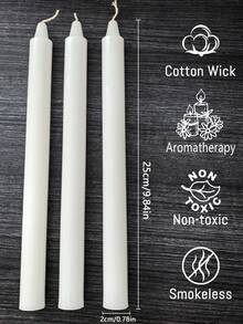 3pcs (25cm X 2cm) Long Stem Scented Candles, 8-Hour Burn Time, Soy & Paraffin Wax With Sandalwood Fragrance, Home Decor, Kitchen Ambiance, Gift For Valentine's Day, Ramadan, Winter Solstice, Friends - White - View 4
