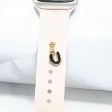 1pc Diamond Encrusted 26 English Letter Charm, Suitable For Silicone Watch Band Decoration
