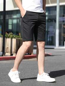 Men's Fashion Golf Casual Outdoor Shorts, Breathable Durable Versatile Bermuda Shorts, Solid Color Men Shorts - Black - View 4