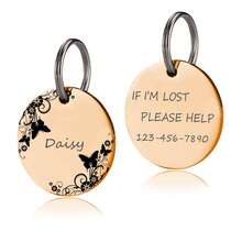 1PC Custom Dog Tag, Personalized Dog Name Tag, Pet Tag, Pet ID Tag, Round Cat Tag, Engraved Dog And Cat ID Tag On Front, Stainless Steel Dog Tag