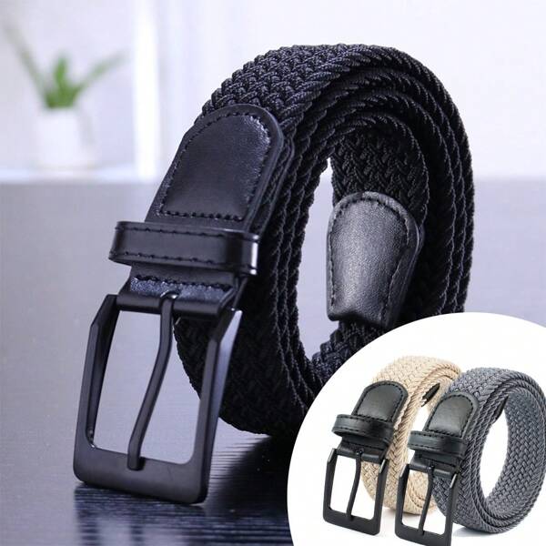 Modischer koreanischer Stil Lässig Gürtel mit elastischer Taille, Gürtel aus gewebter Leinwand mit Metallschnalle, geeignet für Lässig Hosen und Jeans