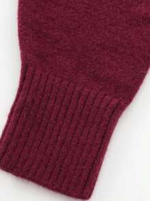 DEEKA Autumn/Winter Women Casual Chic Loose Fit Soft Knit Sweater - Burgundy - View 10