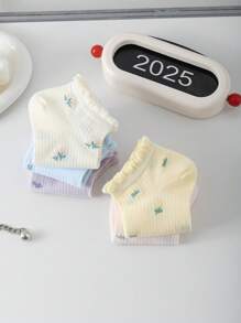 5/10 par skarpetek do kostki z nadrukiem kwiatowym, krótkie, śliczne, miękkie, oddychające, modne i uniwersalne, odpowiednie na lato i jesień