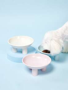 PETSIN 新款宠物碗，陶瓷高脚猫碗，开口大，三脚设计保护颈部，猫/狗食碗 - 彩色 - 查看 2