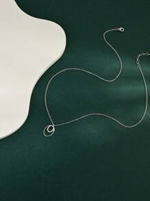 1 pieza Collar de diseño de circonita cúbica ovalada de plata de ley 925 de estilo minimalista y elegante, para uso diario y de fiesta para realzar el estilo personal, regalo para mujeres
