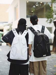 1 件拉链封口尼龙材质多口袋背包，纯色战术大容量背包，书包 - A - 查看 2