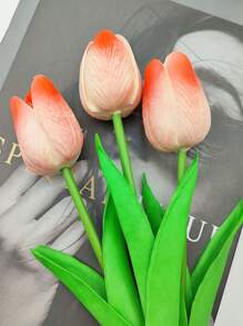 5pcs Premium Artificial Flowers, Real Touch Tulips Bouquet, DIY Craft Bridal Bouquet Home Table Living Room Decoration,For Wedding Room Home Hotel Party Event Christmas Decor,Valentine's Day