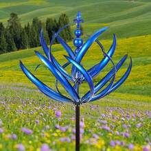 1pc Metal Wind Spinner, Rotating Garden And Yard Decor, Pole Mounted, Batteries-Free, Outdoor Decoration, Large Wind Spinner, Floral, Garden Decoration - Multicolor - View 1