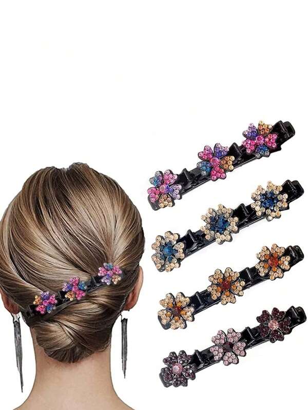 1pc Braided Hair Clip, Double-Layer Side Clip Hairpin For Bangs/Fringe, Claw Clips, Clips For Hair, Hair Slide, Hair Claws