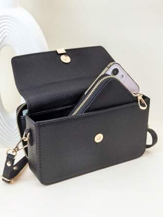 Mini Messenger Mobile Phone Wallet  Soft PU Fashion Flip Phone Wallet, Zipper Multi-Function Large Capacity Mobile Wallet, Two-Piece Mobile Phone Wallet Big Capacity Card Holder