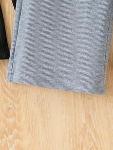 Set de 2 pantalones rectos estriados de estilo casual para niña joven, cómodos y versátiles para uso diario y al aire libre, apropiados para primavera y verano - Multicolor - Ver 6