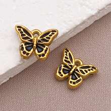 2pcs Fashion Enamel Stainless Steel Butterfly Charm High Quality Gold-Plated Love Butterfly Spacer Beads Pendant For DIY Bracelet Necklace Jewelry Making Craft Accessories