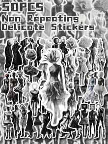 50pcs Surrealism Model Themed 2D Flat Stickers Non-Repeating Delicate Decoration For Holiday Gift Celebration Party&Home Decor Birthday Gift Luggage Notebook Handbook Water Bottles Cups,For School Supplies,Back To School - Multicolor - View 1