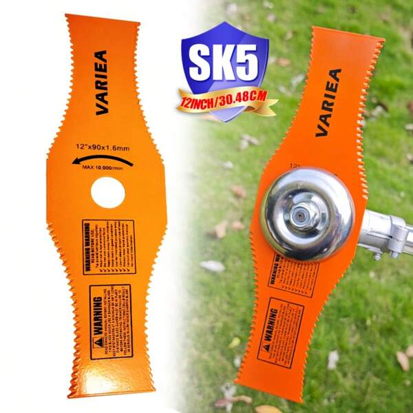 Orange, Upgrade SK5 Trimmer Blade, 12-Inch High Hardness Lawn Mower Blade, High Efficiency And Durability, Suitable For Gasoline Mowers, Brush Cutters, Lawn Trimmers, Gardening Tool Accessories, Mower Accessories, Trimmer Parts