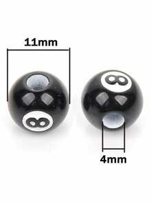 30pcs Acrylic Big Hole Billiards Black 8 Word Ball Beads For Jewelry Making DIY Bracelet Accessories - Black - View 3