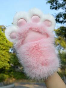 A Pair Of Furry Cat, Fox Paw Gloves - Suitable For Cosplay Halloween Fur Role Play, Rave Party Outfit Accessories And Animal Costume Set Accessories - Nhiều màu - Xem 1