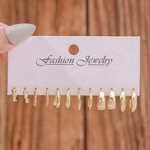 36 Pcs Vintage-Inspired Faux Pearl Hoop Earring Set, Retro Gold Finish, Ideal For Autumn Styling, Date Night & Elegant Gifting Moments - Yellow Gold - View 3