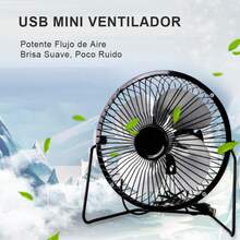 Ventilador pequeño de escritorio, ventilador USB de cuatro aspas de aluminio, silencioso y con viento súper fuerte, mini ventilador portátil para oficina en casa, regalo ideal de verano. - Azul - Ver 6