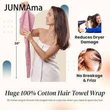Toalla de pelo de algodón con textura de gofre extra grande de 30 pulgadas de largo y 400 GSM, ultra absorbente y de secado rápido, turbante de pelo ideal para mujeres con cabello largo y rizado, perfecto para el peinado "plopping", color rosa hippie, ideal para el regreso a clases - HippiePink - Ver 4