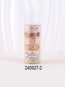 6 Rolls/Box, Simple Floral Pattern Washi Tape - Creative Design Hot Stamping And Silver Stamping Craft Decorative Sticker Rolls For Scrapbook Decoration Card Decoration Materials Notebook Decoration Masking Tape - Add Elegance To Your DIY Handbook! Back To School