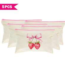 1/5/10/20pcs Sweet Pattern Canvas Zipper Bags Gift Storage Pouch Set, Y2K Style Bow Decor Accessory Organizer Bags, Essential For Ladies Party Butterfly Theme, Versatile Makeup Brush Holder, Stationery Pouch, Party Favor Bags