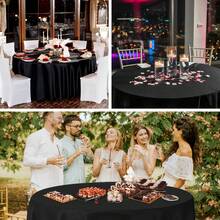 Tomnk 6/10 Pack Round Tablecloths 90/120 Inch - Circle Bulk Linen Polyester Fabric Washable Table Cloth Cover For Wedding Reception Banquet Birthday Party Buffet Restaurant - 彩色 - 查看 3