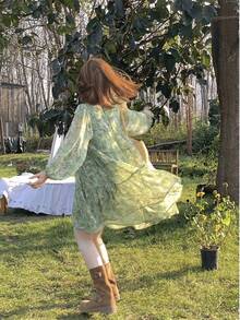 Women Midi Dresses - Green - View 3
