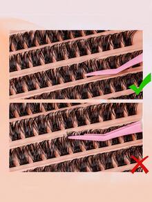 MEM 120/140Pcs Faux Mink D Curled Cluster Lashes, Natural Thick Reusable Lightweight DIY Lash Extensions For Beginners, Daily Travel Wedding Date Party Festival, Christmas Halloween Beauty Gift - D - View 8