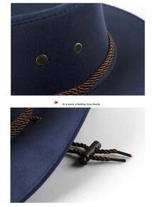 Chapéu de cowboy estilo faroeste (1 peça), ideal para Natal, festas natalinas, Halloween, Dia dos Namorados, Carnaval, passeios a dois, caminhadas, com cordão trançado exclusivo, aba larga e curva, perfeito para cavalgadas e férias.