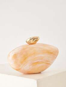 1 件简约时尚亚克力大理石纹理晚装包，时尚创意独特手拿包，高端单肩包，适合晚会、婚礼、派对、礼物 - 彩色 - 查看 4