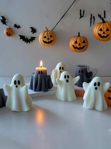 3D万圣节可爱小鬼系列香薰蜡烛硅胶模具，独特的万圣节礼物和装饰品，适用于手工艺术创作、室内DIY装饰、香薰蜡烛制作、香皂制作、树脂浇注。具有耐高温、可重复使用等特点。