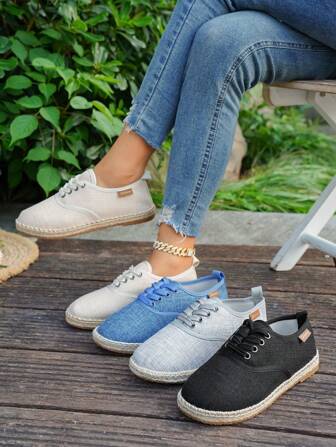 2025 Autumn Women Casual Canvas Sneakers Flat Shoes, Lightweight Comfortable Breathable Fashion Commuter Casual Shoes, Beige Woven Bottom Fisherman Shoes