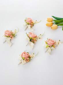 1 Bundle Of Wedding Champagne Color Artificial Hand Bouquet Artificial Rose Wedding Bouquet For The Bride