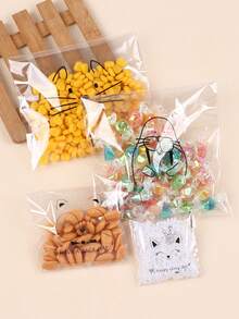 100 bolsas de sándwich reutilizables y transparentes - Almacenamiento de alimentos, sellado al vacío, organización de cocina - Emoticono de gato - Ver 10