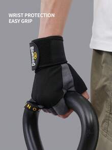 GOUNOD Half Finger Exercise Gloves With Widen & Lengthen Wrist Wrap Sweat-Wicking Training Gloves With Pull Ring Quickly Take Off Design Gym Sport Fitness Gloves. - Multicolor - View 3