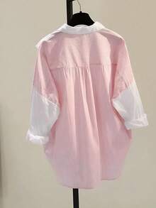 女士休闲百搭二合一系带衬衫 - 粉色 - 查看 2